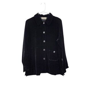David Dart Vintage Women's Silk Blend Velvet Button Front Jacket